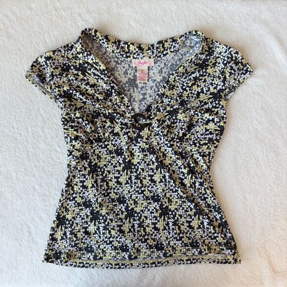 Candie's Floral Print V-Neck Top with Buckle Detail \ Y2K Vintage Candie's Top - Picture 7 of 10